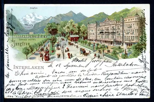 AK Interlaken , Kanton Bern, Schweiz Grand Hotel Jungfrau 1899 #HU306