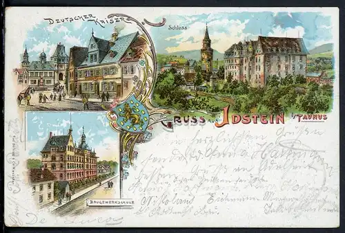 AK Idstein Rheingau-Taunus-Kreis Deutscher Kaiser, Baugewerkschule 1906 #HU476