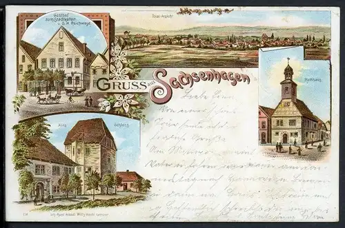 AK Sachsenhagen Ldkr. Schaumburg Gasthof Zum Stadtkeller, Schloß 1906 #HU435