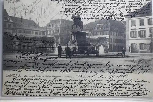 AK Landau Max Josef Platz m. Prinz Regenten Denkmal 1904 #PH900