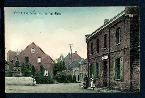 AK Scherfhausen Kreis Neuss Dorfstrasse, belgische Militärpost 1919 #HU377