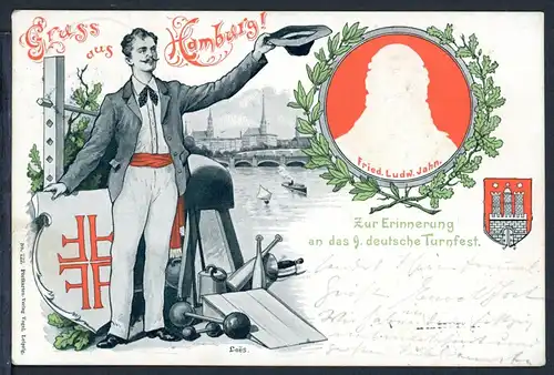 AK Hamburg 9. deutsches Turnerfest, Turnvater Jahn 1898 #HU285