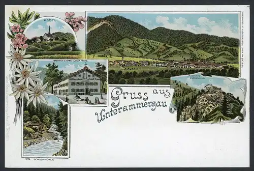 AK Unterammergau Landkreis GAP Gasthaus zur Sonne J. Franz um 1900 #HU481