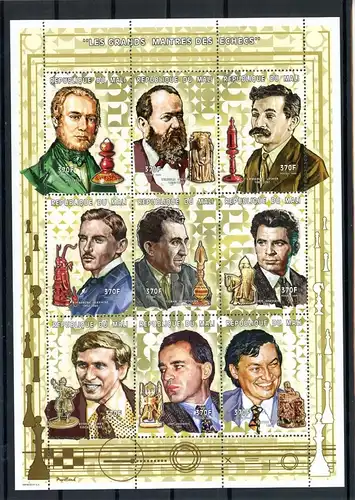 Mali 2067-2075 gestempelt als Kleinbogen, Schach #GB245