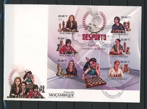 Mosambik Kleinbogen 3691-3696 B Schach Ersttagesbrief/FDC #Scha5263