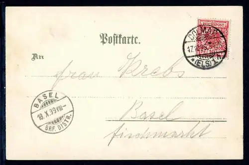 AK Colmar, Elsaß Bäckergasse, Postgebäude 1899 #HU308