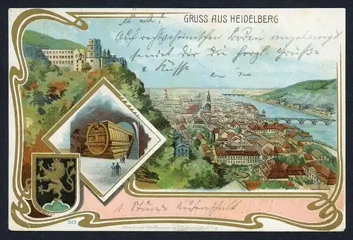 AK Heidelberg Total-Ansicht mit Schloß 1900 #HU488