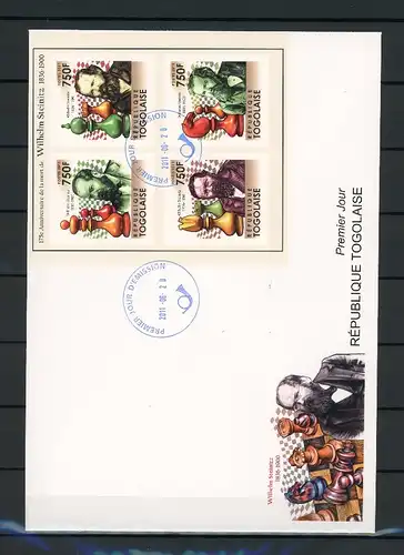 Togo Kleinbogen 4009-4012 B Schach Ersttagesbrief/FDC #Scha5245