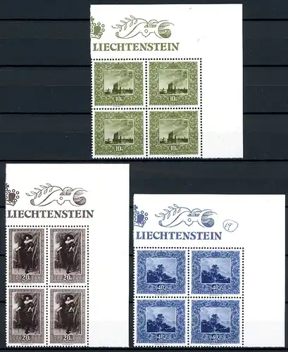 Liechtenstein 4er Blöcke 301-303 Eckrand or postfrisch #HX026