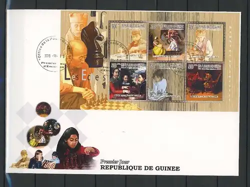 Guinea Kleinbogen 7459-64 Schach Ersttagesbrief/FDC #Scha5296