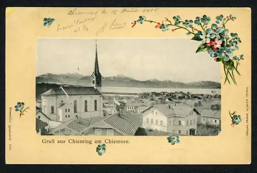 AK Chieming Ldkr. Traunstein Blick über Chieming auf den Chiemsee 1906 #HU468