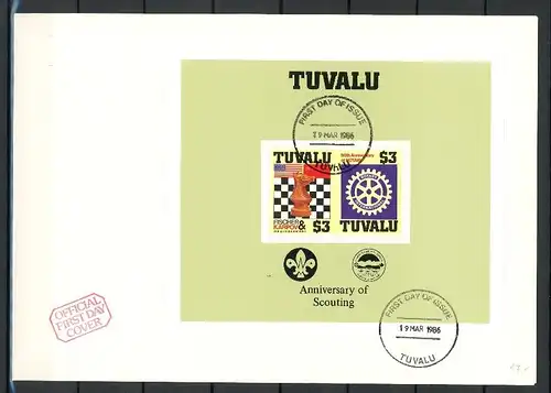 Tuvala Block 14 I A Schach Ersttagesbrief/FDC #Scha5280
