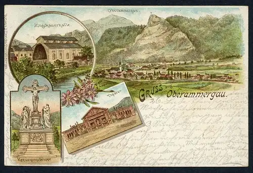 AK Oberammergau Landkreis GAP Zuschauerhalle, Kreuzigungs-Gruppe um 1900 #HU493