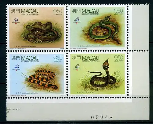 Macau 4er 620-623 postfrisch Schlangen #IA096