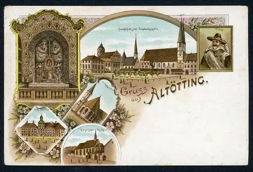AK Altötting Engl. Institut, Kapuziner Kirche, Tillykapelle 1900 #HX008