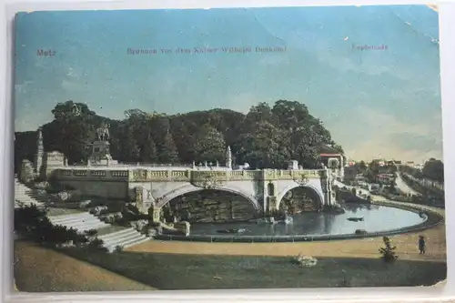 AK Metz Brunnen vor dem Kaiser Wilhelm Denkmal 1913 #PH883