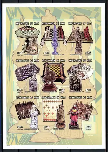 Mali 2076B-2084B gestempelt als Kleinbogen, Schach #GB247