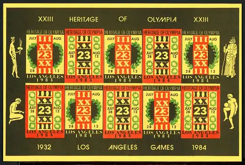 Olympische Sommerspiele Los Angeles 1984 Vignetten Kleinbogen #IF316