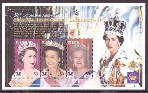 St. Kitts Nevis 727-29 postfrisch Queen Elizabeth #HX085