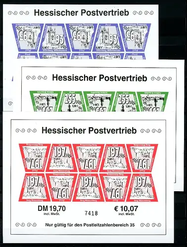 Bund Privatpost Hessischer Postvertrieb postfrisch 3 10er Bögen #IA076