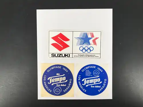 Olymp. Spiele Los Angeles 1984 3 Sponsoren-Aufkleber SUZUKI, NIVEA #JG530