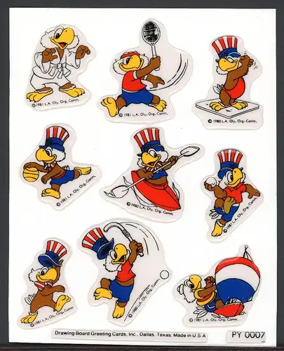 Olympische Sommerspiele Los Angeles 1984 Offiz. Maskottchen-Sticker KB #ID441