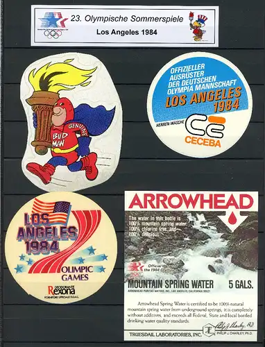 Olympische Sommerspiele Los Angeles 1984 4 Sponsoren Aufkleber #IF311