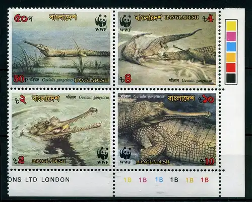 Bangladesch 4er 323-326 postfrisch Krokodil WWF #IA095