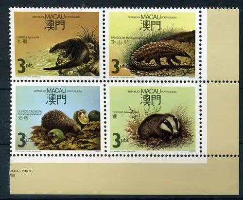Macau 4er 589-592 postfrisch Wildtiere #IA097