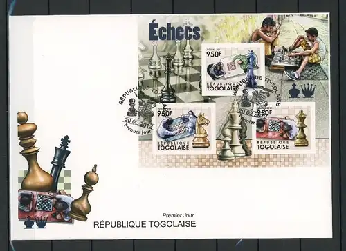 Togo Kleinbogen 4357-4359 B Schach Ersttagesbrief/FDC #Scha5345
