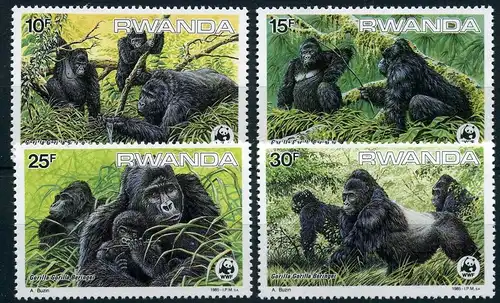 Ruanda 1292-1295 postfrisch WWF Affen #IA178