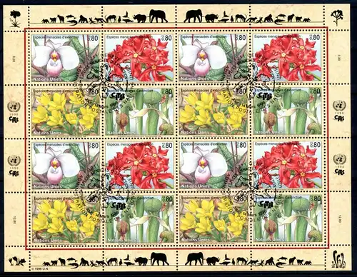 UNO Genf ZD-Bogen 288-291 gefährdete Arten Ersttagssonderstempel #JM147