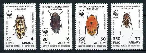 Madagaskar 1157-1160 postfrisch Käfer #IA195