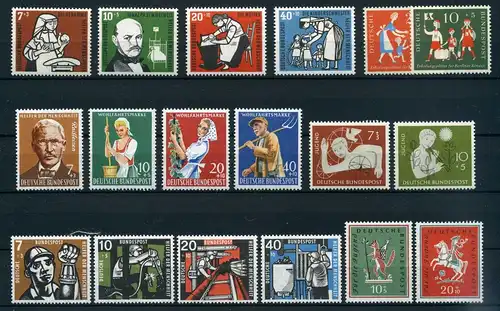 BRD Bund Lot Wohlfahrtsmarken aus 1956-1958 postfrisch €78 #HX231