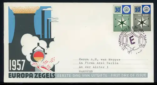 Niederlande 704-05 Cept 1957 Ersttagesbrief/FDC #IA213
