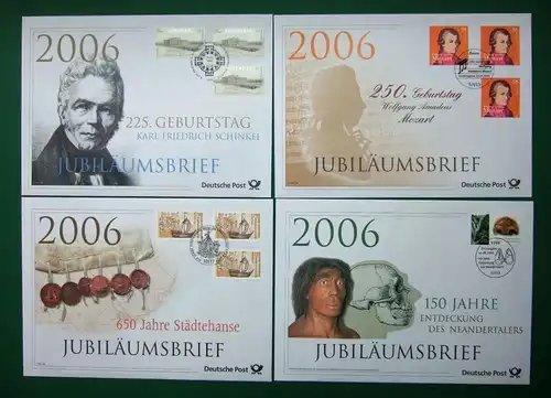 Bund 4 Jubiläumsbriefe 2006 der Deutschen Post Ersttagssonderstempel #HX370