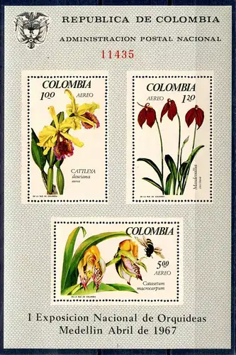 Kolumbien Block 27 postfrisch Orchideen #HX253