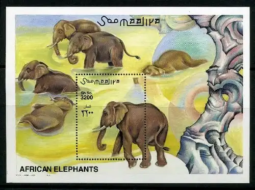 Somalia Block 74 postfrisch Elefanten #HX238