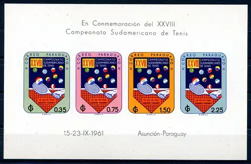 Paraguay Block 8 postfrisch Tennis #IN987