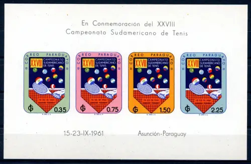 Paraguay Block 8 postfrisch Tennis #IN987