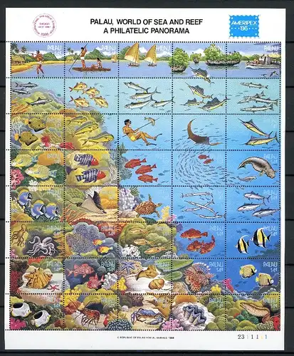 Palau Inseln ZD-Bogen 106-145 postfrisch Fische #IY130