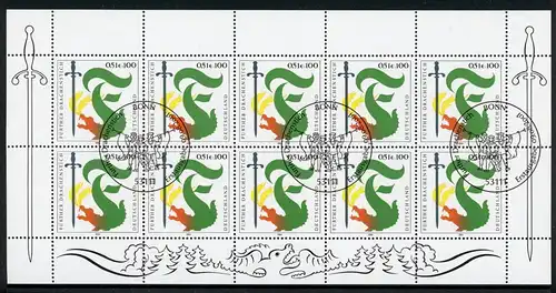 Bund Zehnerbogen 2207 Bonn Ersttagssonderstempel #IS519