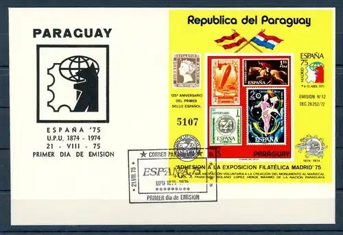 Paraguay Block 245 Philatelie Ersttagesbrief/FDC #HX279