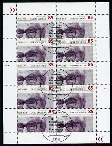 Bund Zehnerbogen 2538 Bonn Ersttagssonderstempel #IM357
