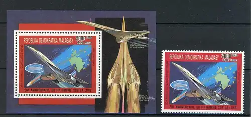 Madagaskar 1250, Einzelblock postfrisch Flugzeug #GI279