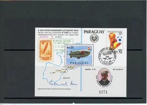 Paraguay Block 382 postfrisch Zeppelin #GI254