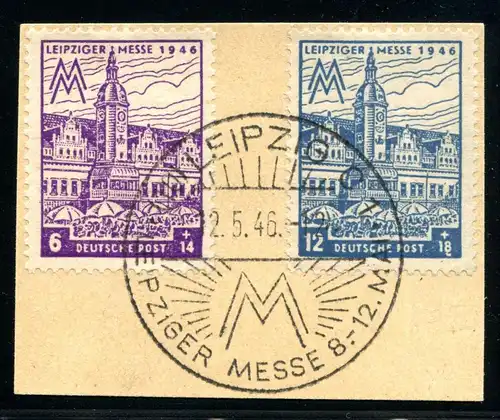 SBZ-Westsachsen 162AY + 163 A Y b VII geprüft Briefstück #IM468