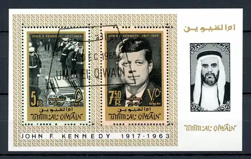 Umm-al-Qaiwain Block 2 A gestempelt John F. Kennedy #IM046