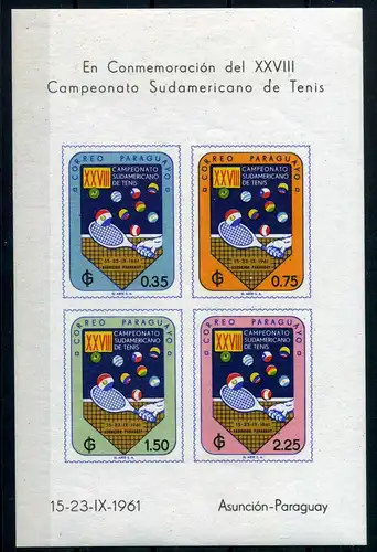 Paraguay Block 6 postfrisch Tennis #IM432