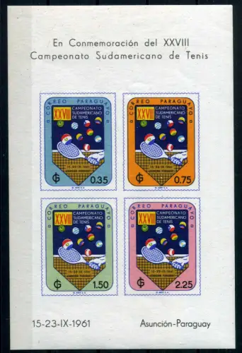 Paraguay Block 6 postfrisch Tennis #IM432